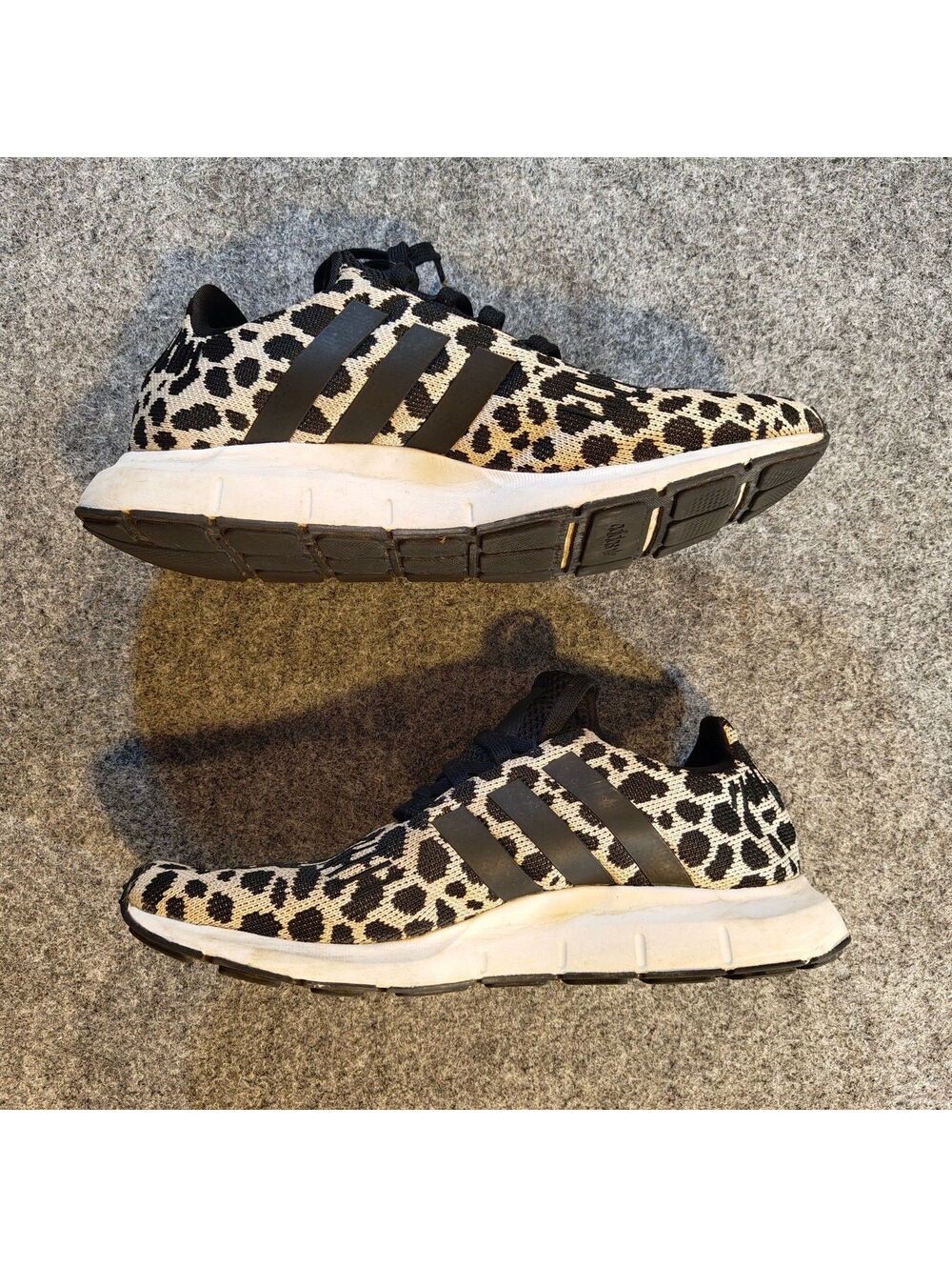 Adidas Swift Run Leopard Print Sneakers Black White Women's Size 9 US
